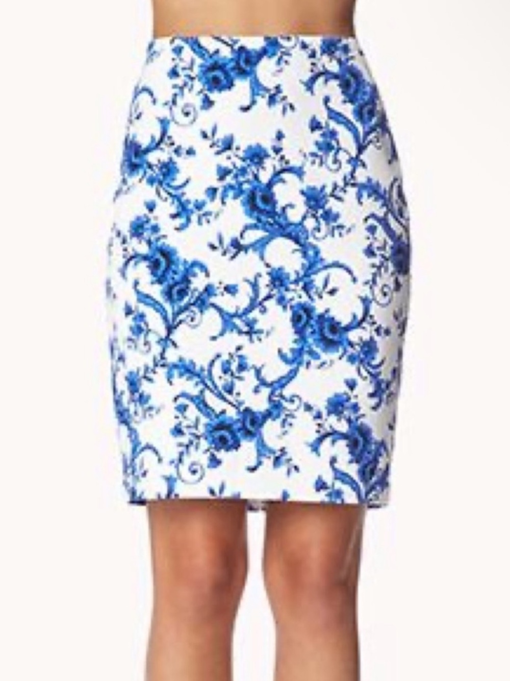 Forever 21 Blue Floral Pencil Skirt - Classic Women's Skirt Size S